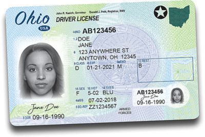 Sample of Ohio's new driver's license
