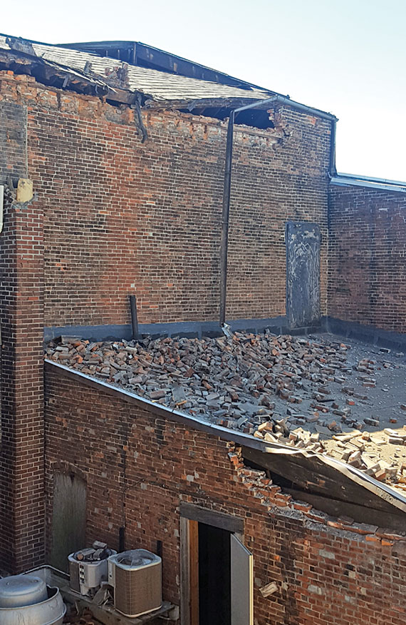 Damaged roof at Table One