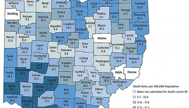 Accidental drug overdose death rates, 2012-2017