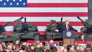 President Donald Trump at Army Tank Plant in Lima on Wednesday